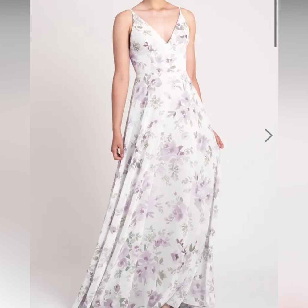 Jenny Yoo Dani Lilac Painted Petals Printed Chiffon Size 8